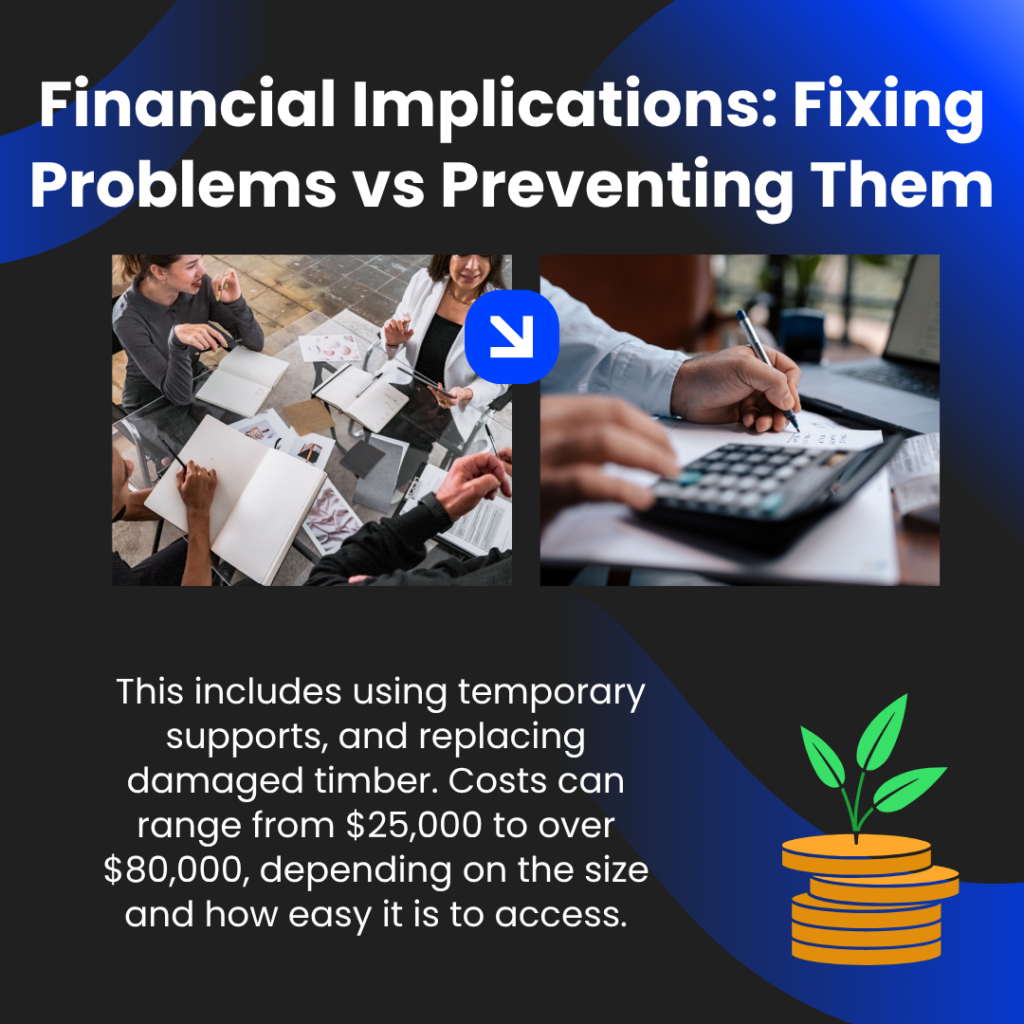 financial-implications-fixing-vs-preventing-defects Cost comparison infographic showing the financial implications of structural building repairs versus preventive property inspections.