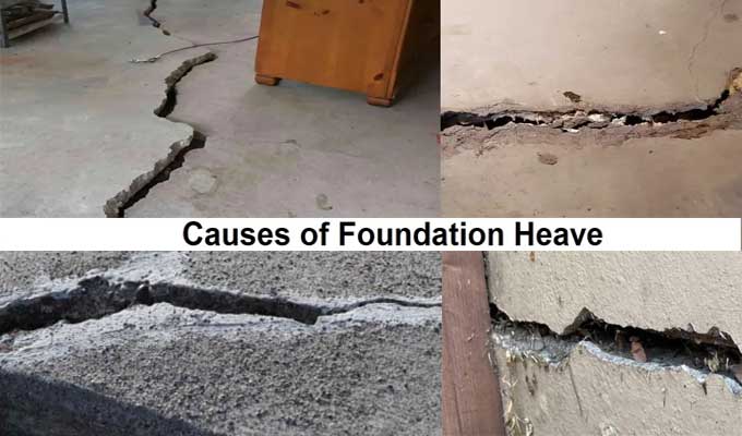 Severe concrete floor cracks and wall damage caused by foundation slab heave in Googong homes.
